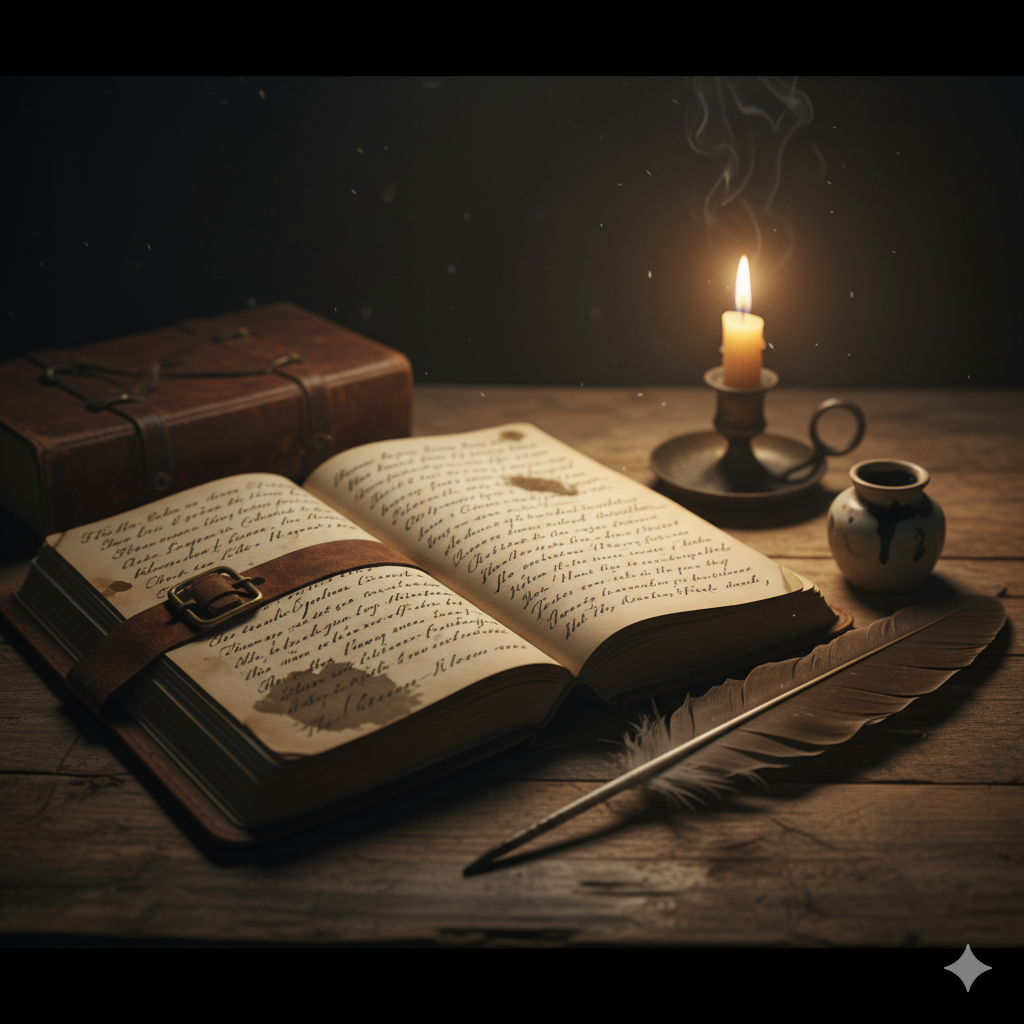 Old journal and quill from the 1800s