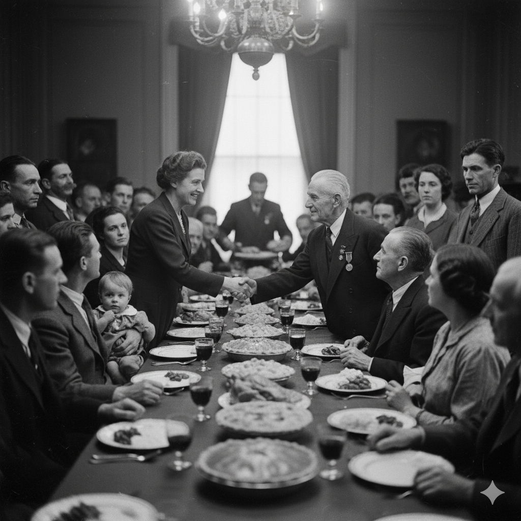 Eleanor Roosevelt greeting guests