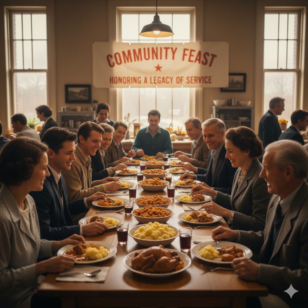 Modern volunteers serving meals