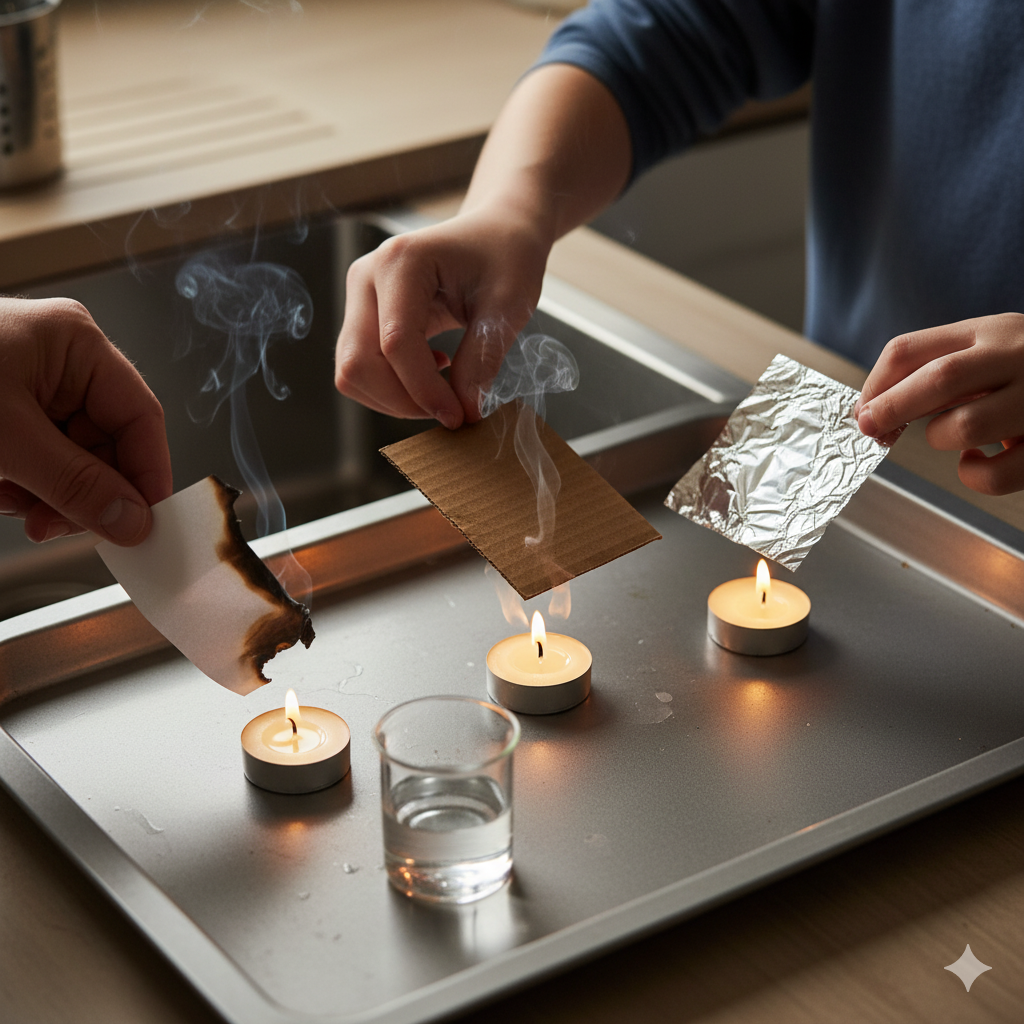 Materials experiment showing different burn rates