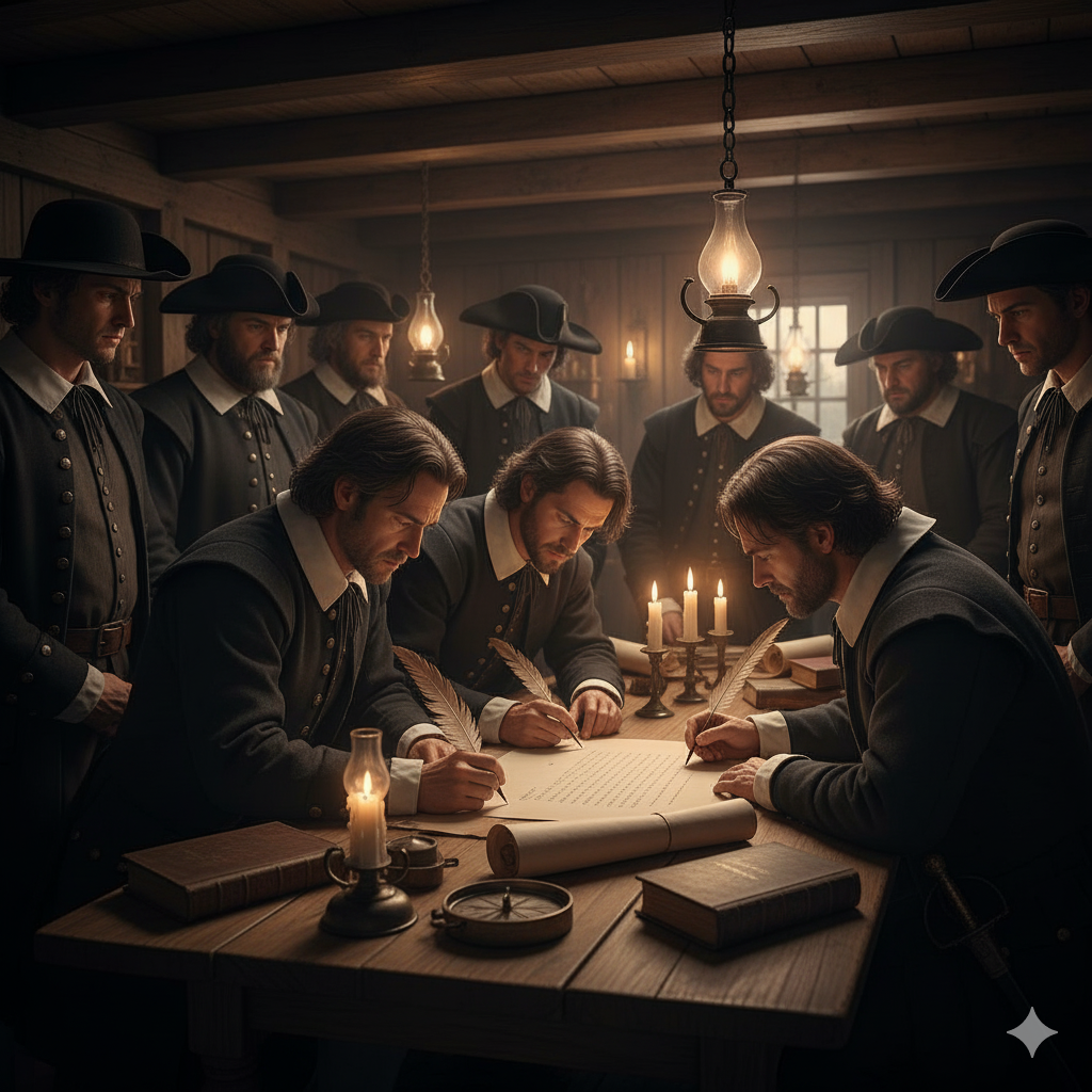 Signing the Mayflower Compact