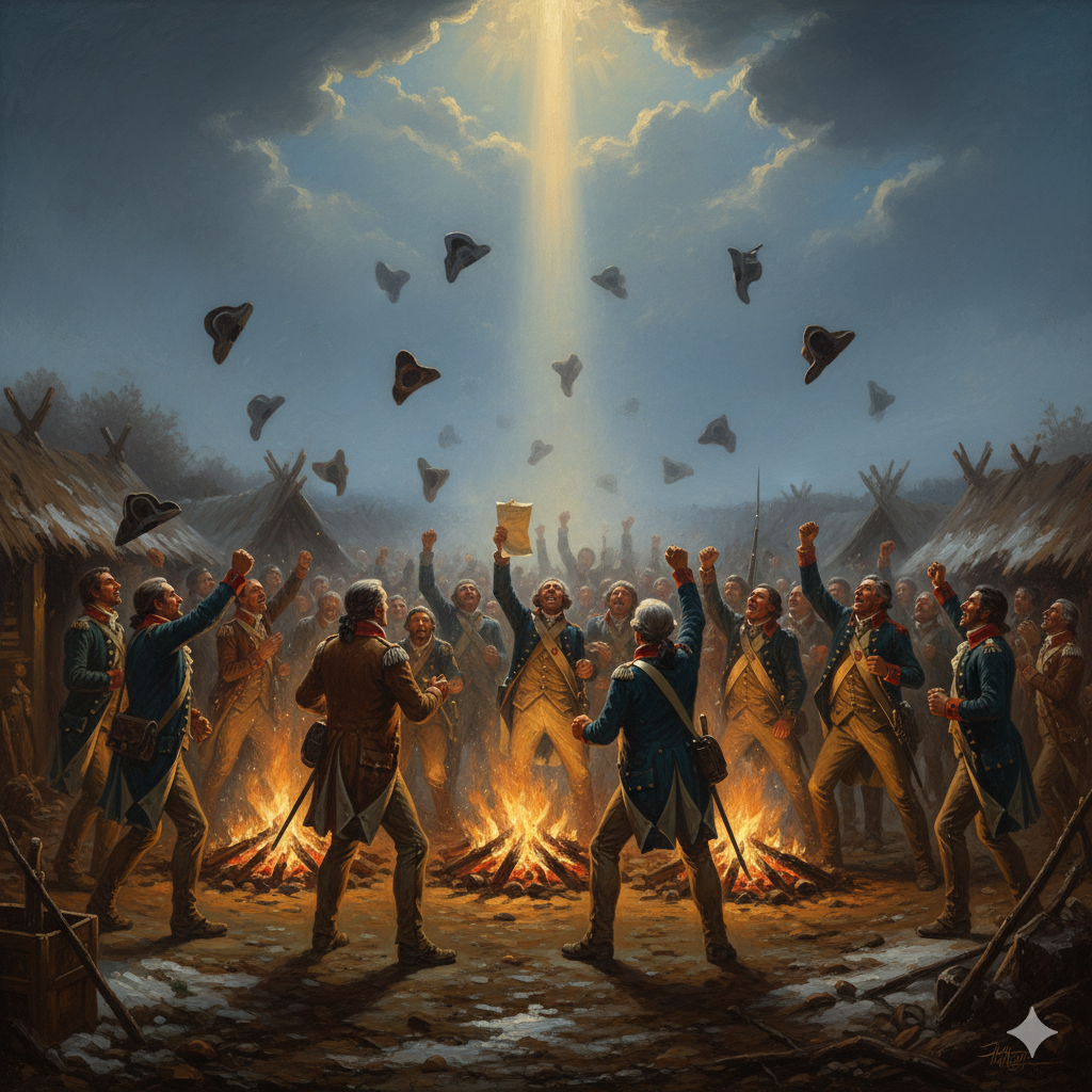 Colonial soldiers cheering