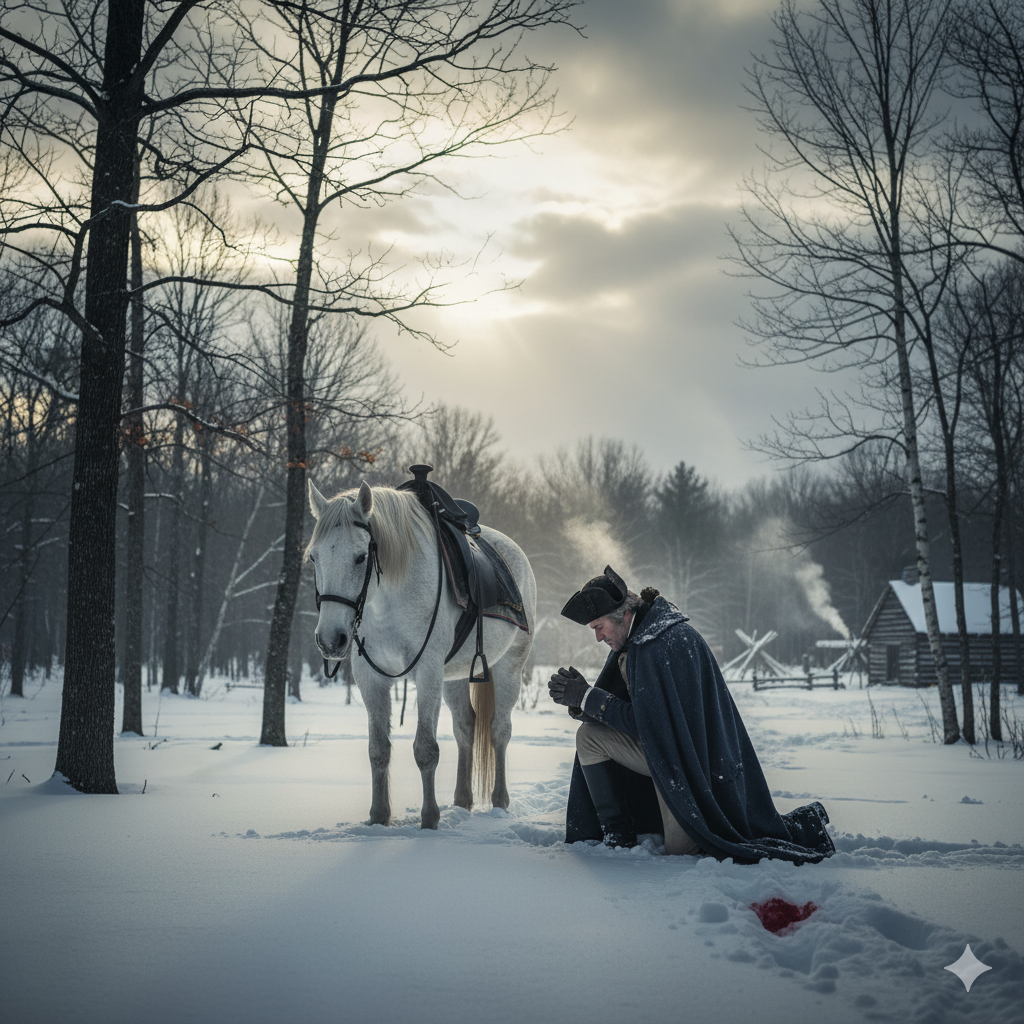 Washington praying in the snow