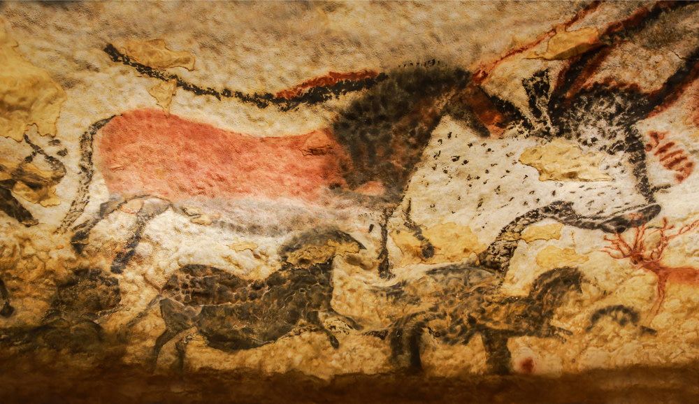 Ancient hand stencils in cave art