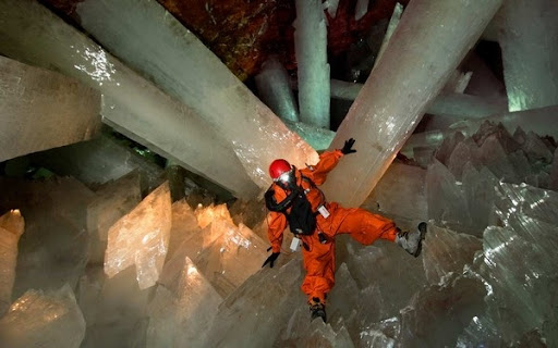 Giant selenite crystals in Mexican cave