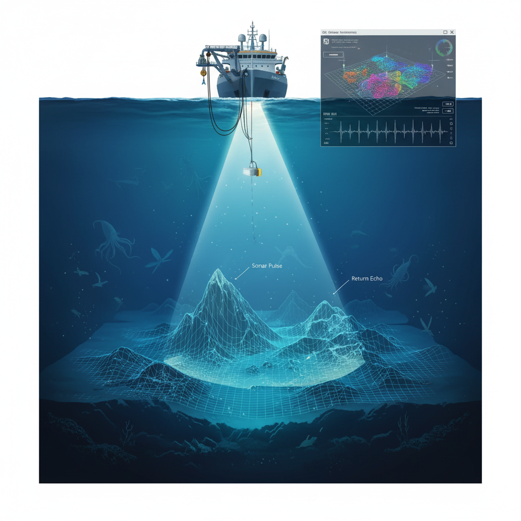 Sonar mapping revealing the ocean floor