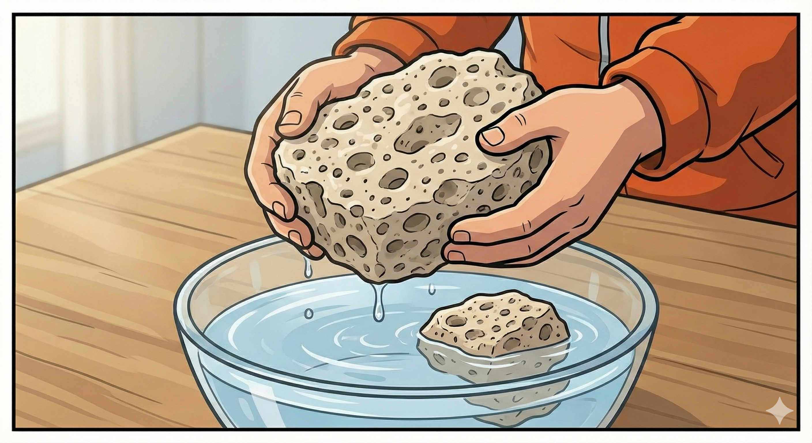 Pumice floating on water