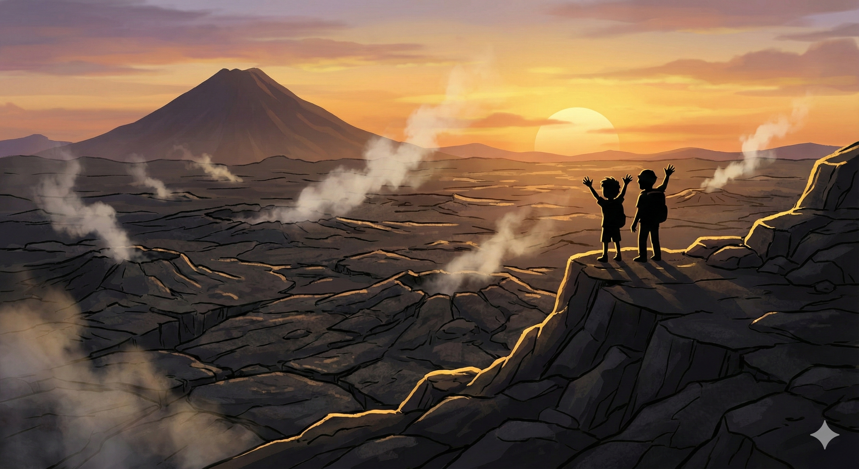 A field of new Earth at sunset