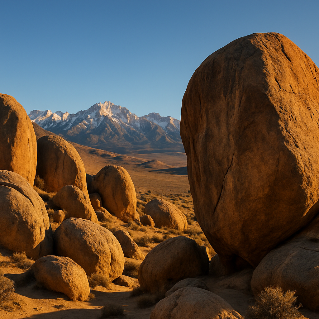 Weathered boulders in a desert landscape