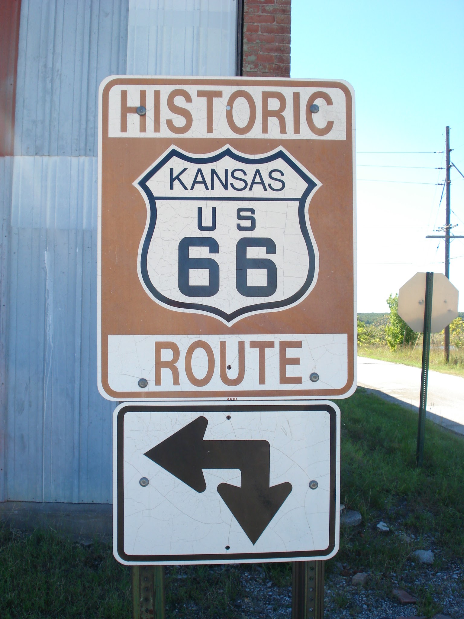 Panneau de la route 66 au Kansas.
