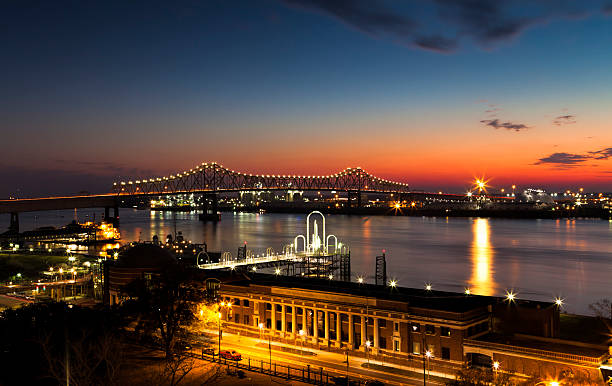 Baton Rouge at night with Mississippi River