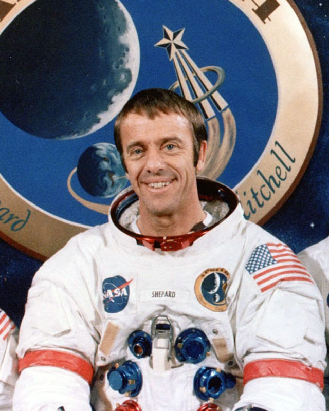 Alan Shepard in his Apollo spacesuit